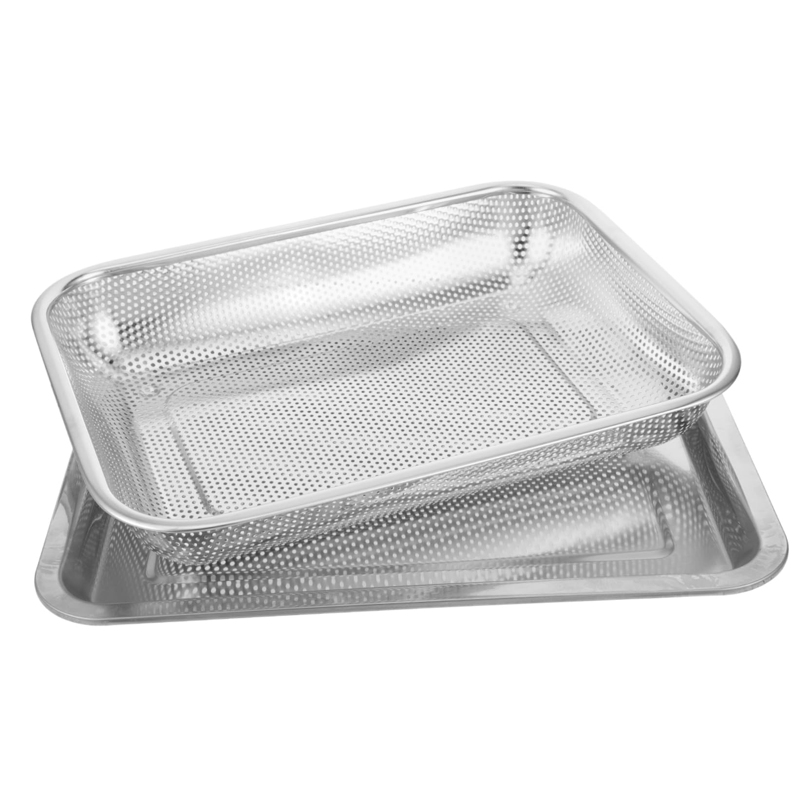 Cabilock Cestas De Metal para Freidora De Aire Cesta para Freír Antiadherente para Pollo Fideos y Alimentos