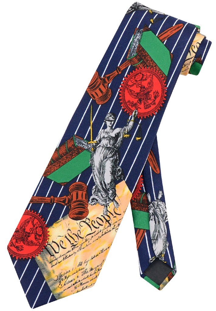 True Affair US Constitution NeckTie We The People Lady Justice Lawyer Mens Neck Tie