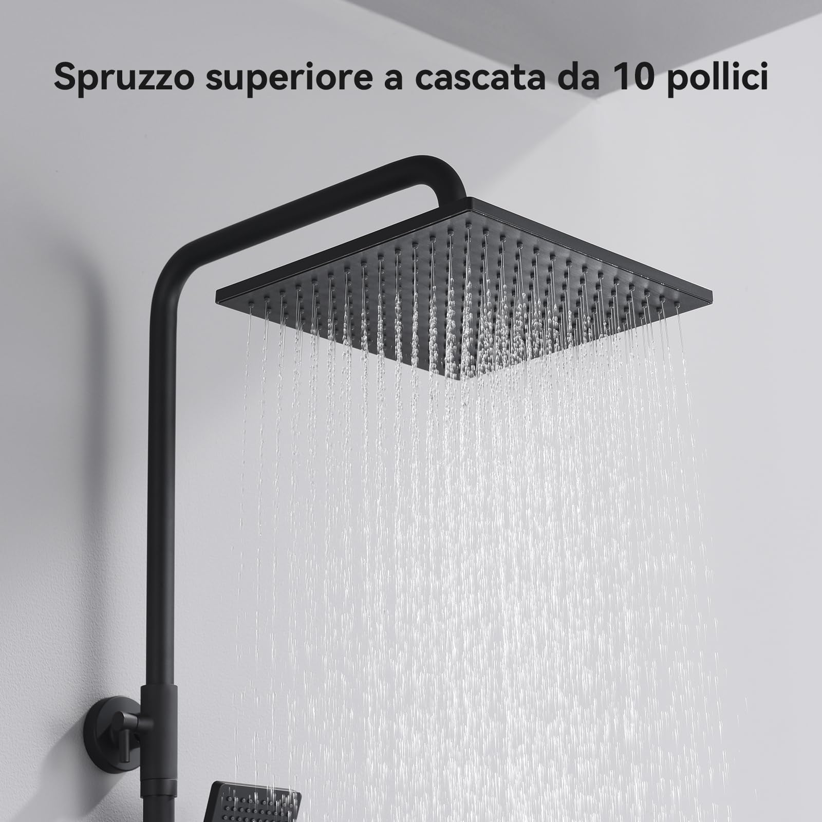 Auralum Colonna Doccia Senza Miscelatore 74-109cm Regolabile Set Soffione Doccetta Nero