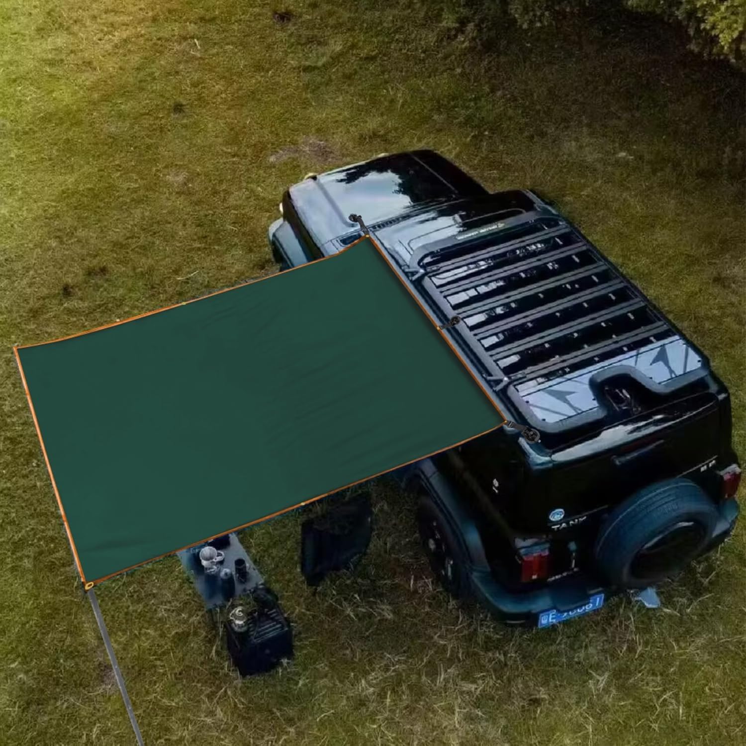 Toldo Camping Impermeable con Poste de Aluminio para Acampar Protección Solar UV50 + Toldo de Refugio 3x3M 3X4M Lonas de Tiendas de Campaña Ideal Aire Libre, Acampe, Resguardo del Sol