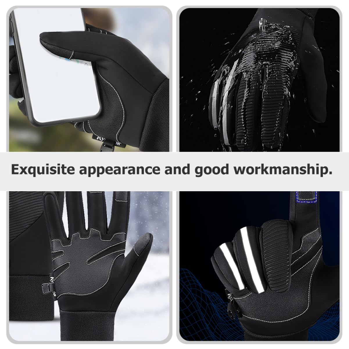 BELLIFFY Riding Gloves Touchscreen Windproof Waterproof Ideal for Cycling Fishing Fitness