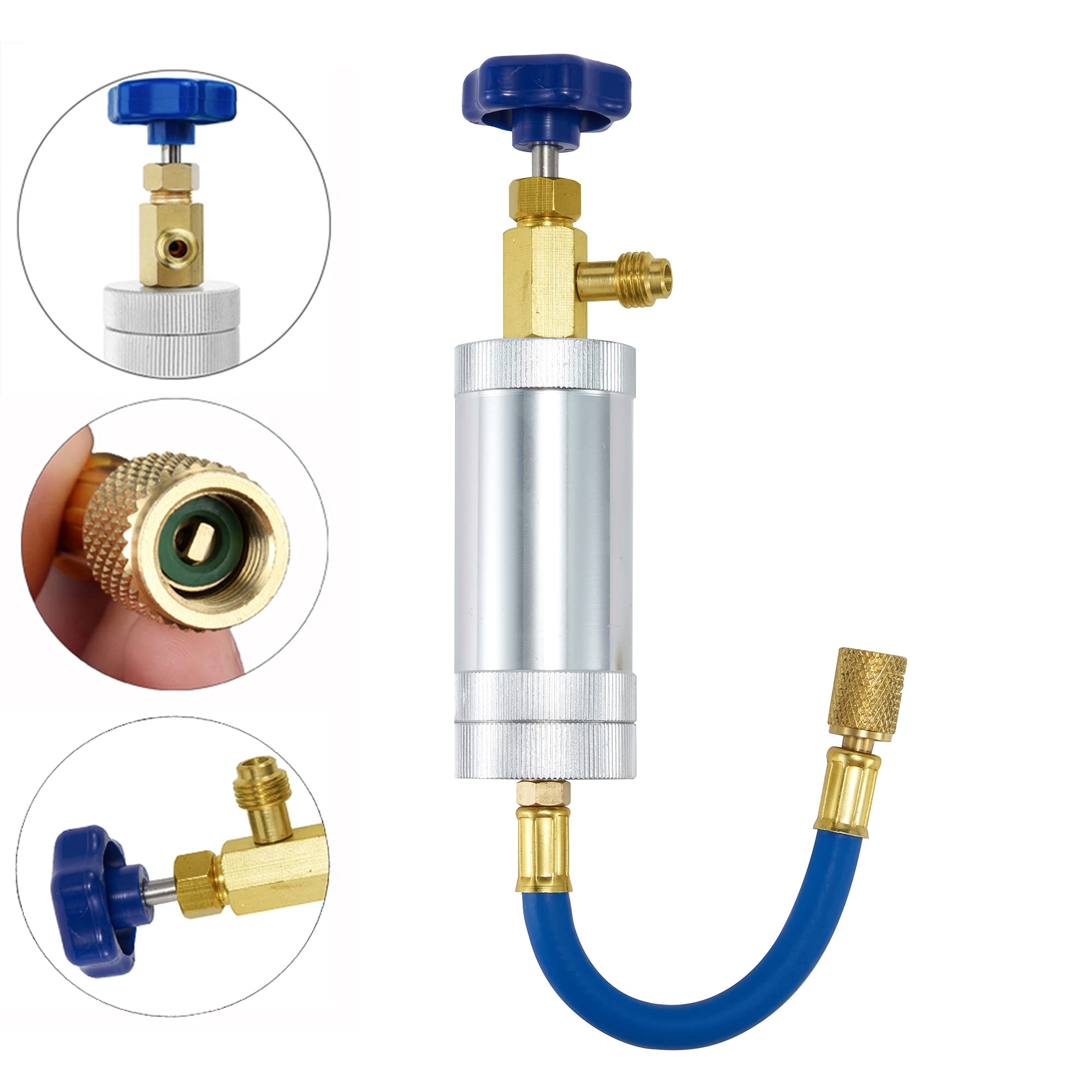 Buy ThreeH R134a AC Oil Dye Injector with 1/2" Male and 1/2" Female Fits Universal Oil Filling