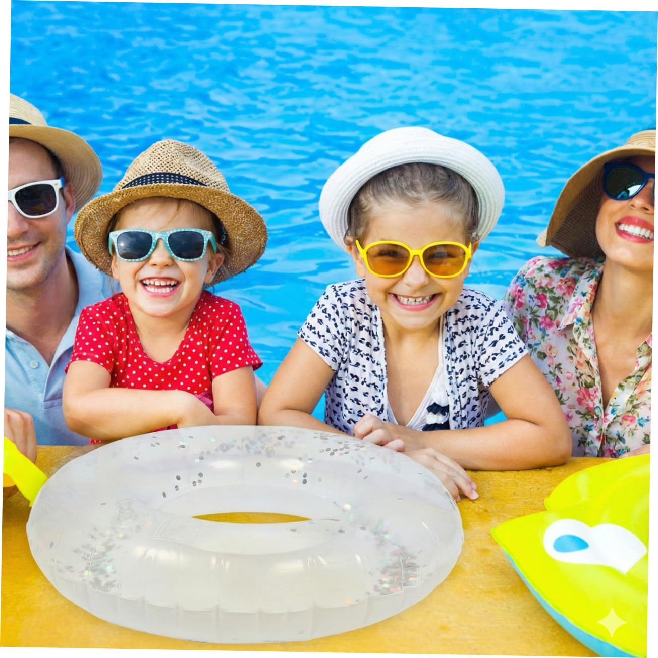 UPKOCH Anillo De Natación De Color Transparente Lentejuelas Flotador Inflable De PVC para Piscina Accesorio para Fiestas Acuáticas