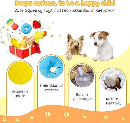Miniatura 5 de Zeaxuie Paquete de 20 juguetes diversificados para cachorros, juguetes masticables para dentición de perros con juguetes chirriantes para perros,