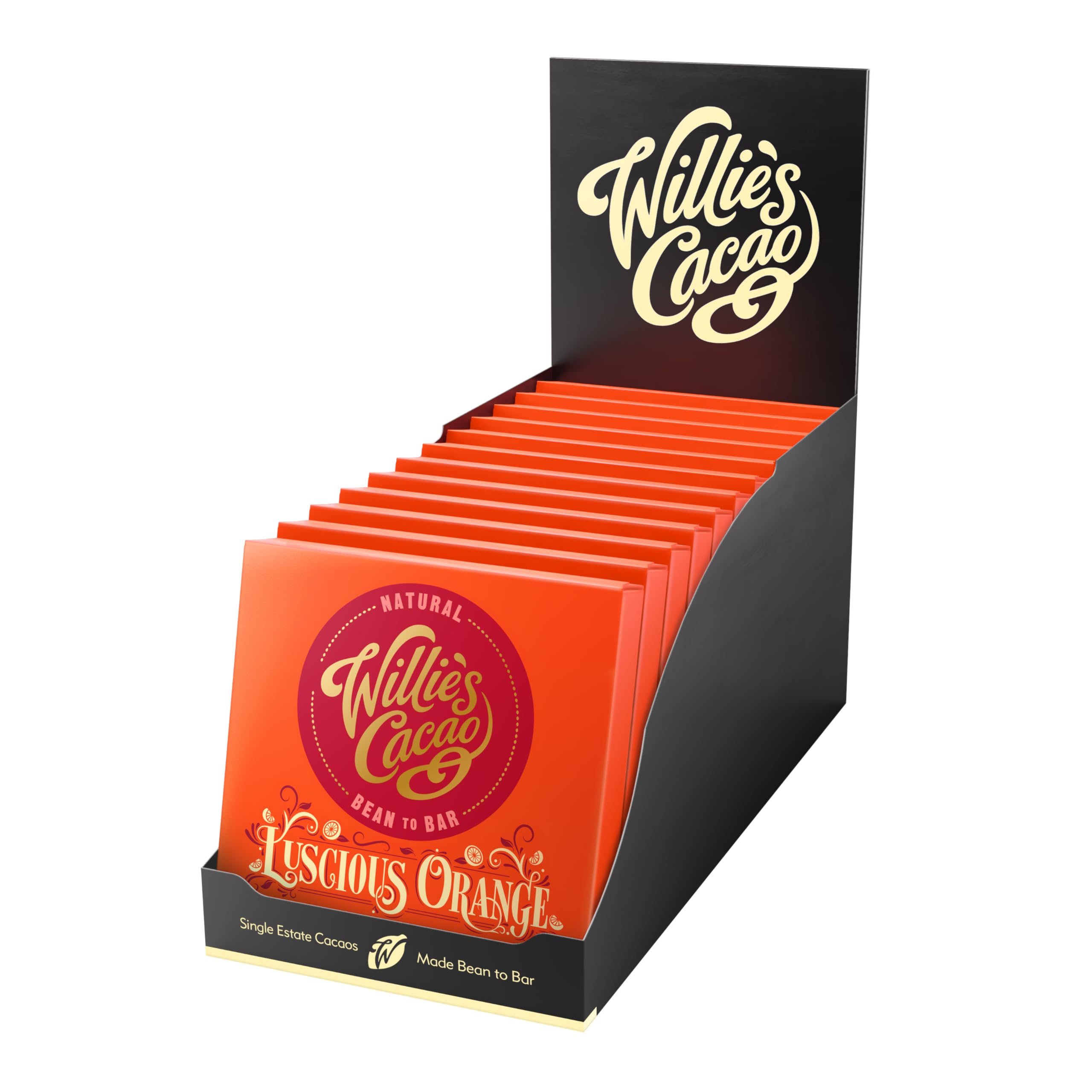 Luscious Orange 65% Dark Chocolate bar - 50g x 12 multipack - Vegan - Artisan made