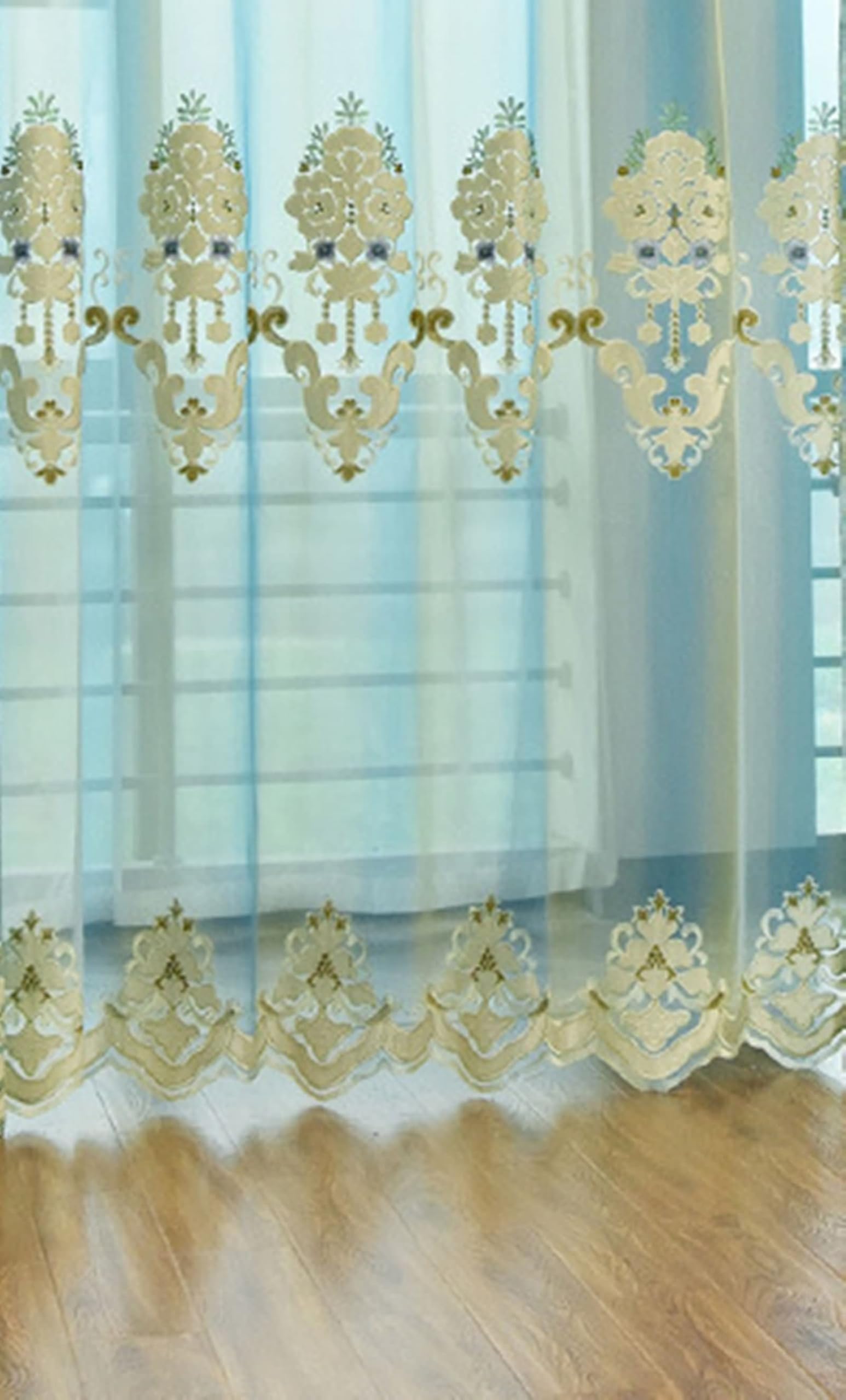 Tende eleganti e moderne, tende da soggiorno vintage con motivo floreale blu tenda in ciniglia a 2 pannelli 106 x 213 cm