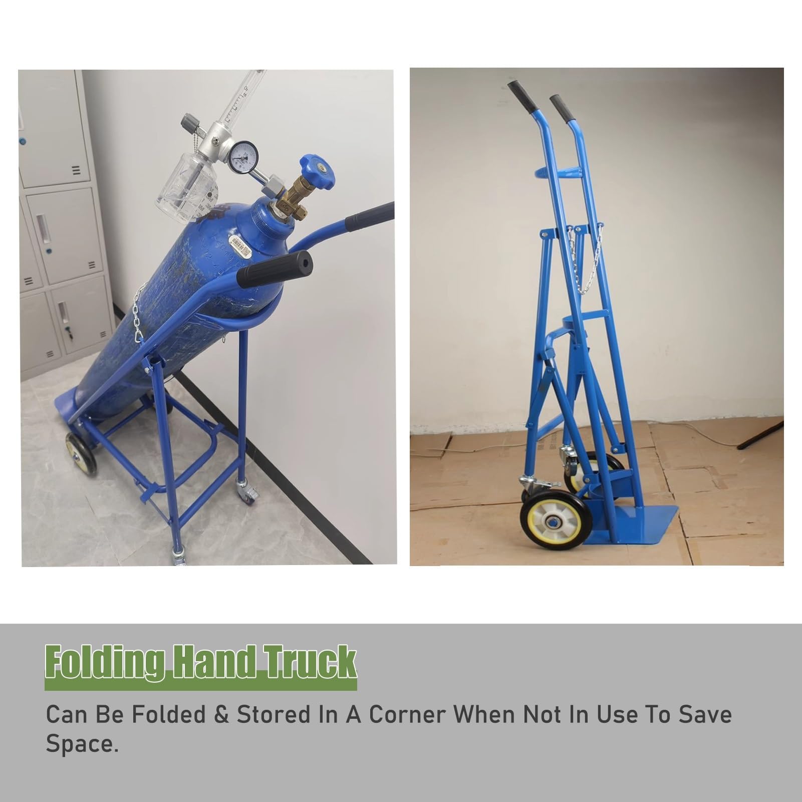 Soporte para Botella de Oxígeno Estante de Almacenamiento de Botellas de Gas para Carretilla de Mano Plegable, Estante de Almacenamiento para Transporte de Tanques de Oxígeno de Aleación de Aluminio,