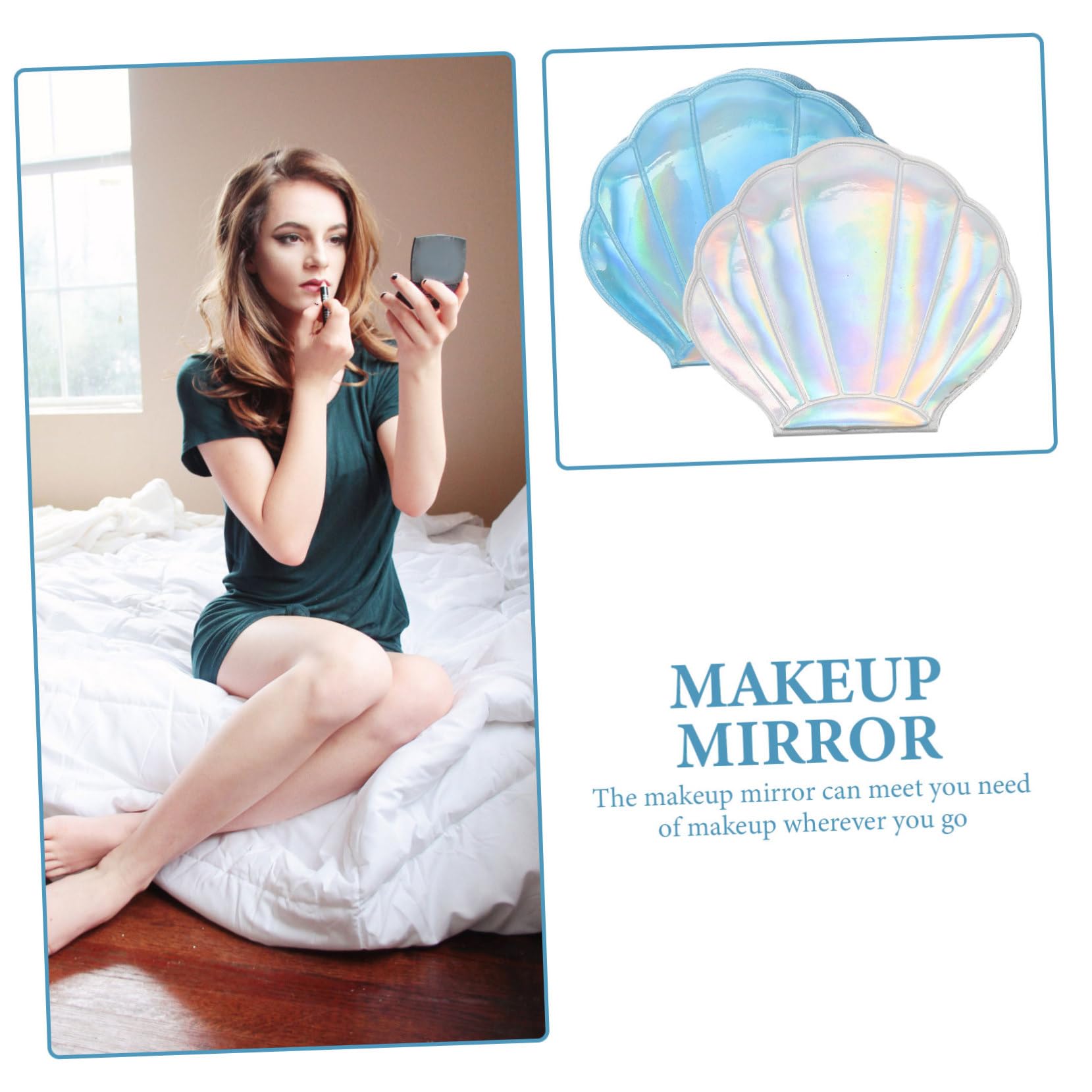 Healeved 8piezas Espejo Compacto Portátil Doble Cara De Espejo De Viaje para Maquillaje Diseño Forma De Concha para Mujeres y Niñas y Ligero y Práctico para Bolso