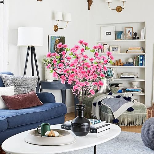 Miniatura 2 de Fofetbfo 10 ramas artificiales de flor de cerezo de 256 pulgadas ramo de flores de cerezo y ciruela ramo de flores de seda de melocotón para