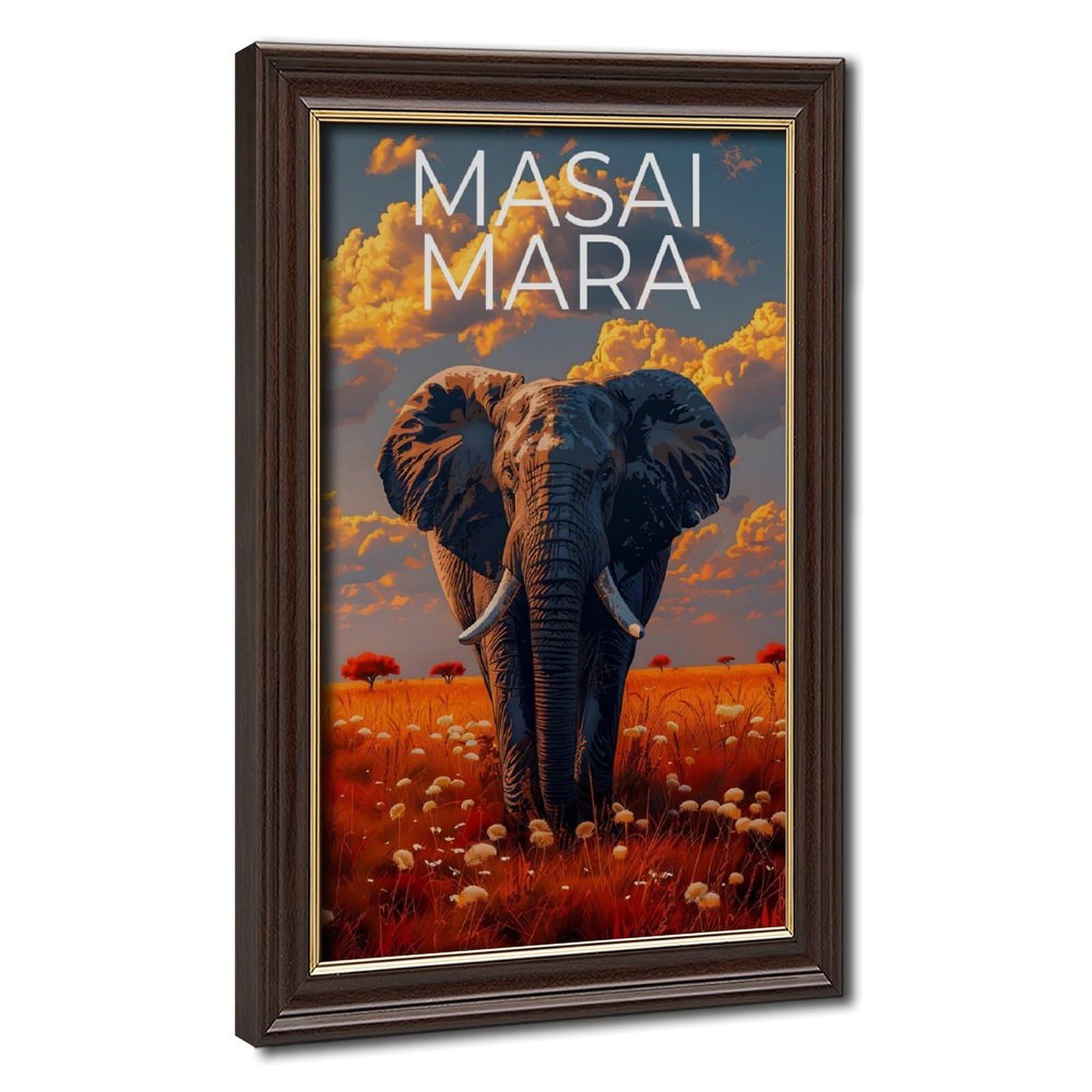 Bareronor Majestic Elephant Poster (2) Canvas Poster Bedroom Decor Landscape Office Room Decor Gift 12" L X 18" W