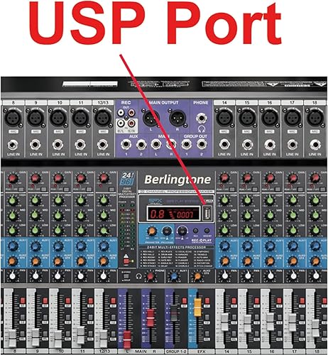 Miniatura 6 de -Berlingtone, mezclador de audio profesional de estudio Bluetooth de 16 canales - Controlador de sonido DJ, reproductor de MP3 USB, grabación de PC,