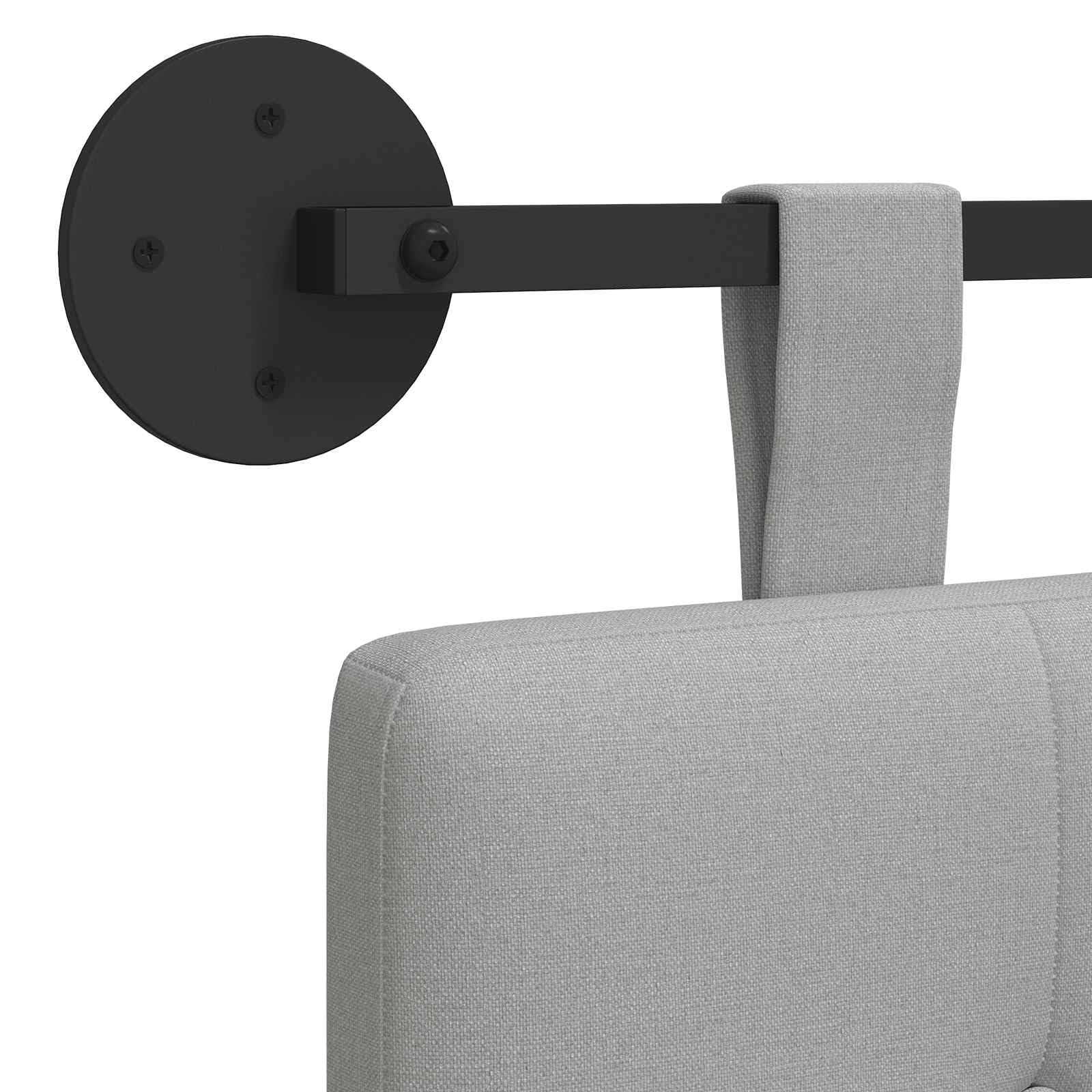 Cabecero colgante cama gris nube tela tapizada – 190 x 55 cm montaje en pared cabecero de cama juego para dormitorio habitación de invitados cojín de pared panel de cama