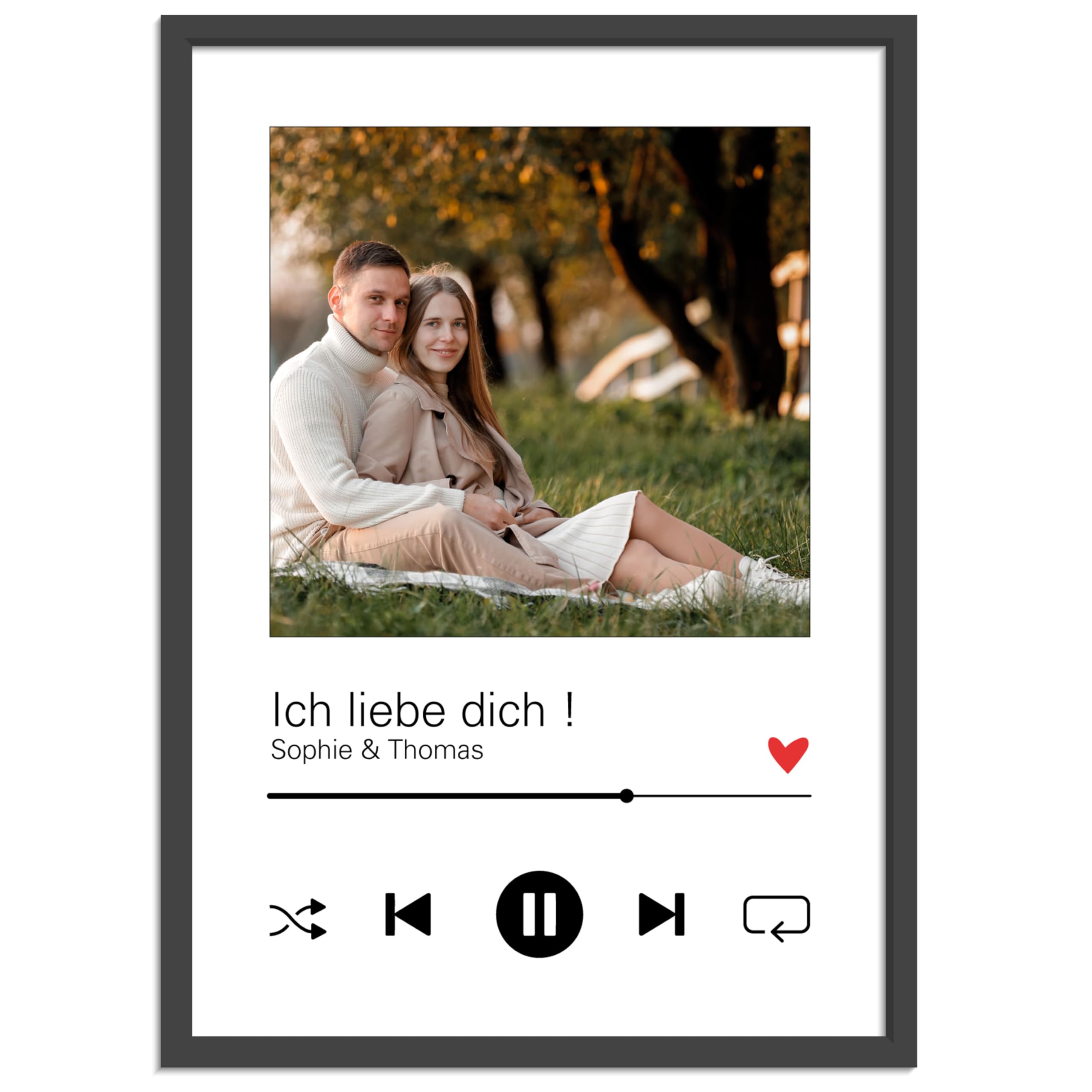 OWLBOOK® Personalisiertes Song Cover Bild Mit Eigenem Foto – Individuelles Geschenk Im Echtholzrahmen, Für Partner, Geburtstag & Jahrestag