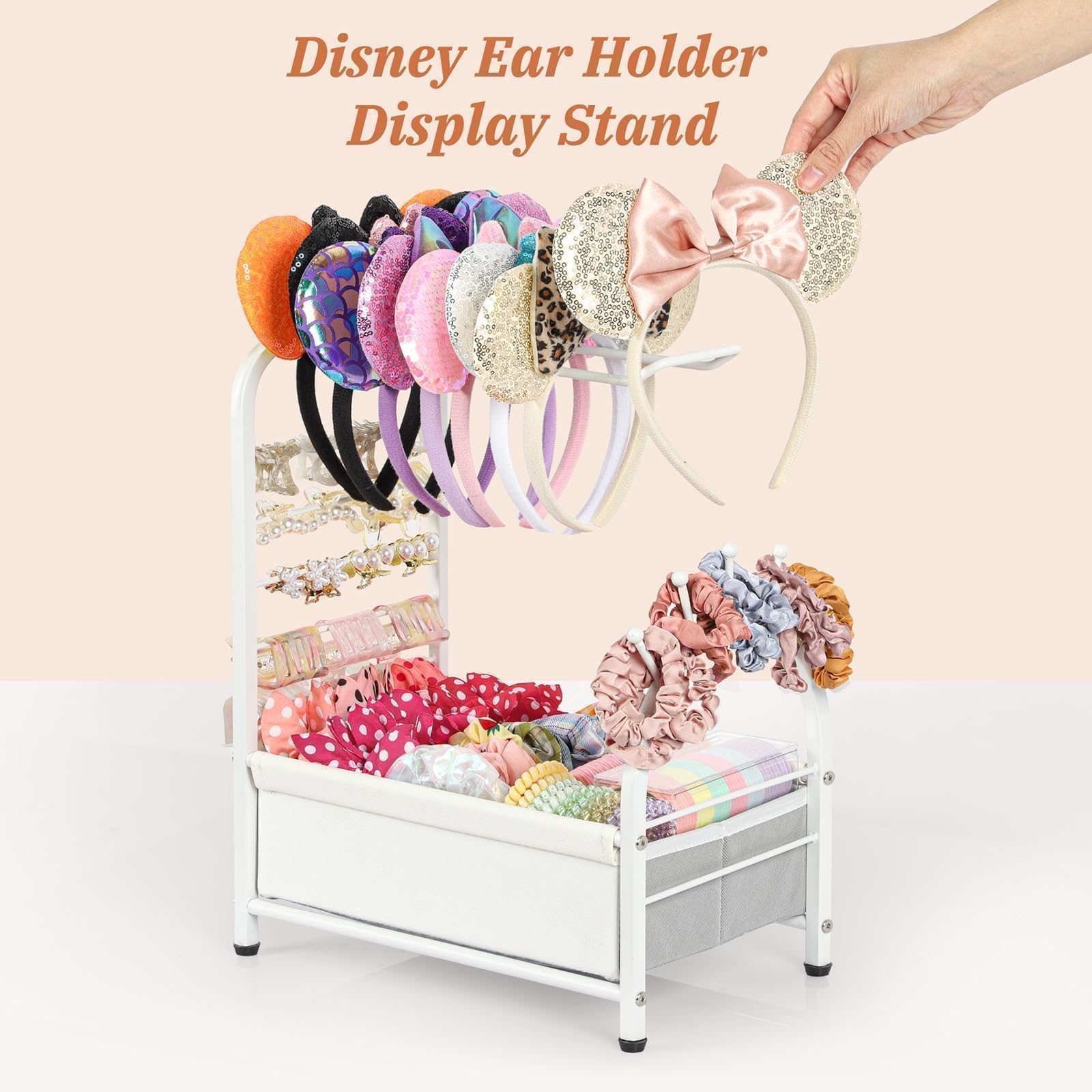 Rangement Accessoires Cheveux, Boite A Bijoux Femme, Porte-Chouchou, Rangement Pour Pinces À Cheveux, Boite A Bijoux Fille Pour Bandeau, Chouchou, Pince, Nœuds, Présentoir À Bijoux