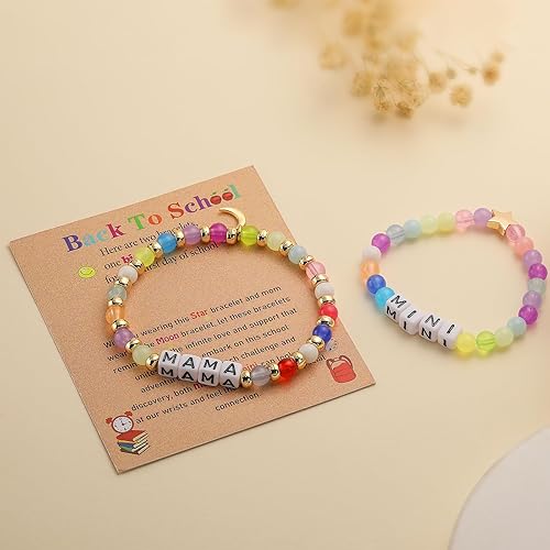 Miniatura 3 de Pulseras de regreso a clases para mamá y yo, pulsera preescolar para el primer día de jardín de infantes, juego de pulseras a juego para 2, pulseras