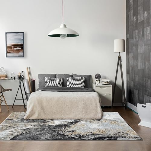 Miniatura 8 de LUXE WEAVERS Alfombra abstracta de remolinos de mármol, humo 4x5