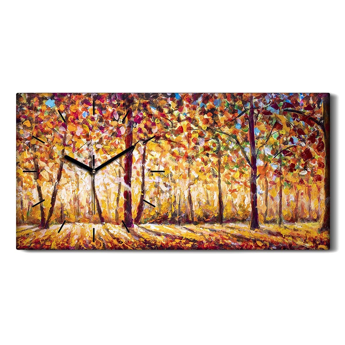 Horloge sur toile arbres forestiers d'automne Coloray 60x30cm pour salon