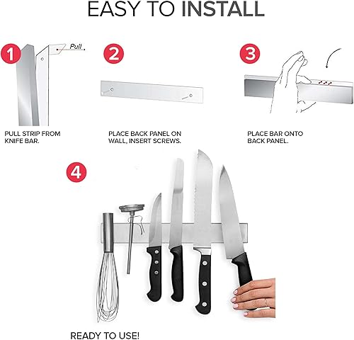 Miniatura 10 de Modern Innovations Barra de cuchillos magnética de acero inoxidable de 16 pulgadas úsalo como soporte para cuchillos estante para cuchillos tira de