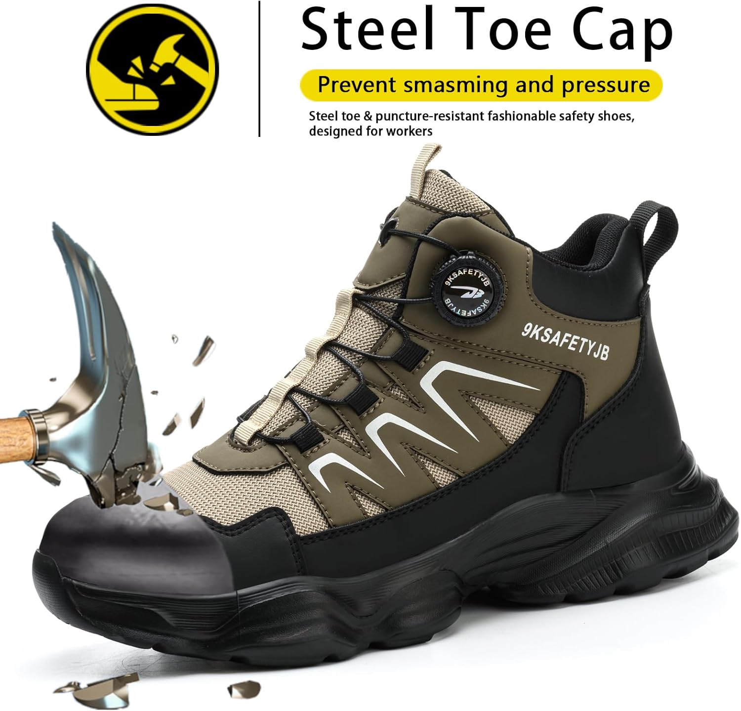 Steel Toe Work Shoes for Men and Women Lightweight Comfortable Industrial & Construction Work Safety Sneaker