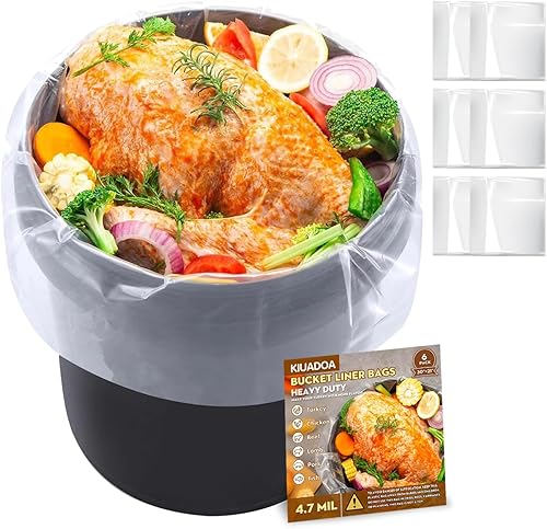 Bolsas de salmuera para pavo, paquete de 6, 30 x 21 pulgadas, bolsa de salmuera extra grande con carga húmeda de 50 libras, bolsa de salmuera de