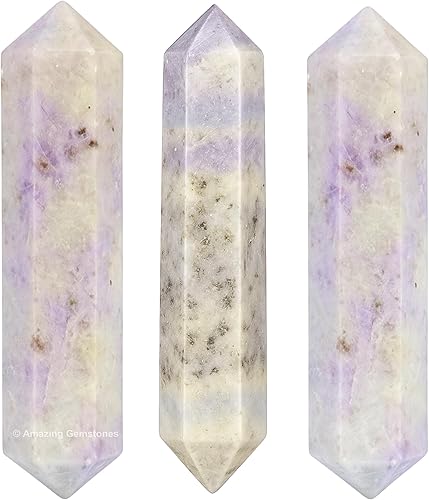 Vista 85 de Amazing Gemstone Puntos de cristal de amatista, cristales curativos y piedras a granel, paquete de 3 puntas curativas de doble terminación