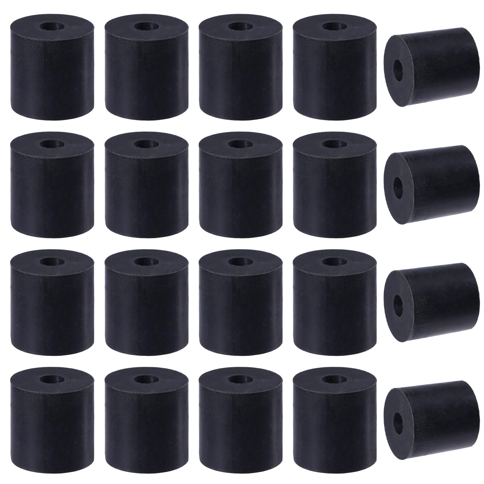 beinkmake 20Pcs Multi Purpose Rubber Spacer Rubber Spacer 1 In OD x 0.4 In ID x 1 In Thickness Black Round Vibration Isolation Bushings for Home Repair and Car Accessories