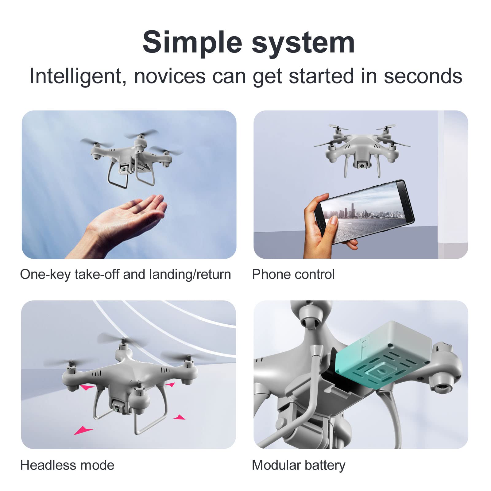 Dron 4K, quadkopter o wysokiej rozdzielczo艣ci, mini-pilot zabawka samolotowa, transmisja obrazu w wysokiej rozdzielczo艣ci Wi-Fi, inteligentny system zawisu