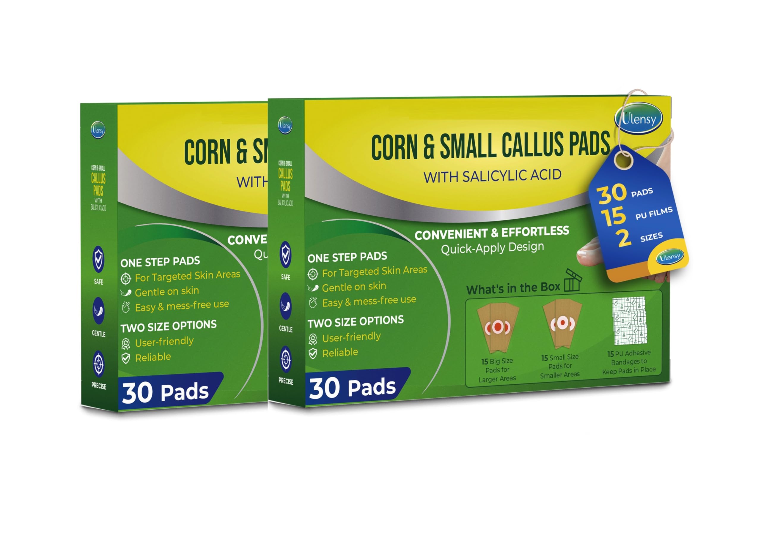 Ulensy Corn Remover Pads for Feet Toes: 60-Pack Fresh Green