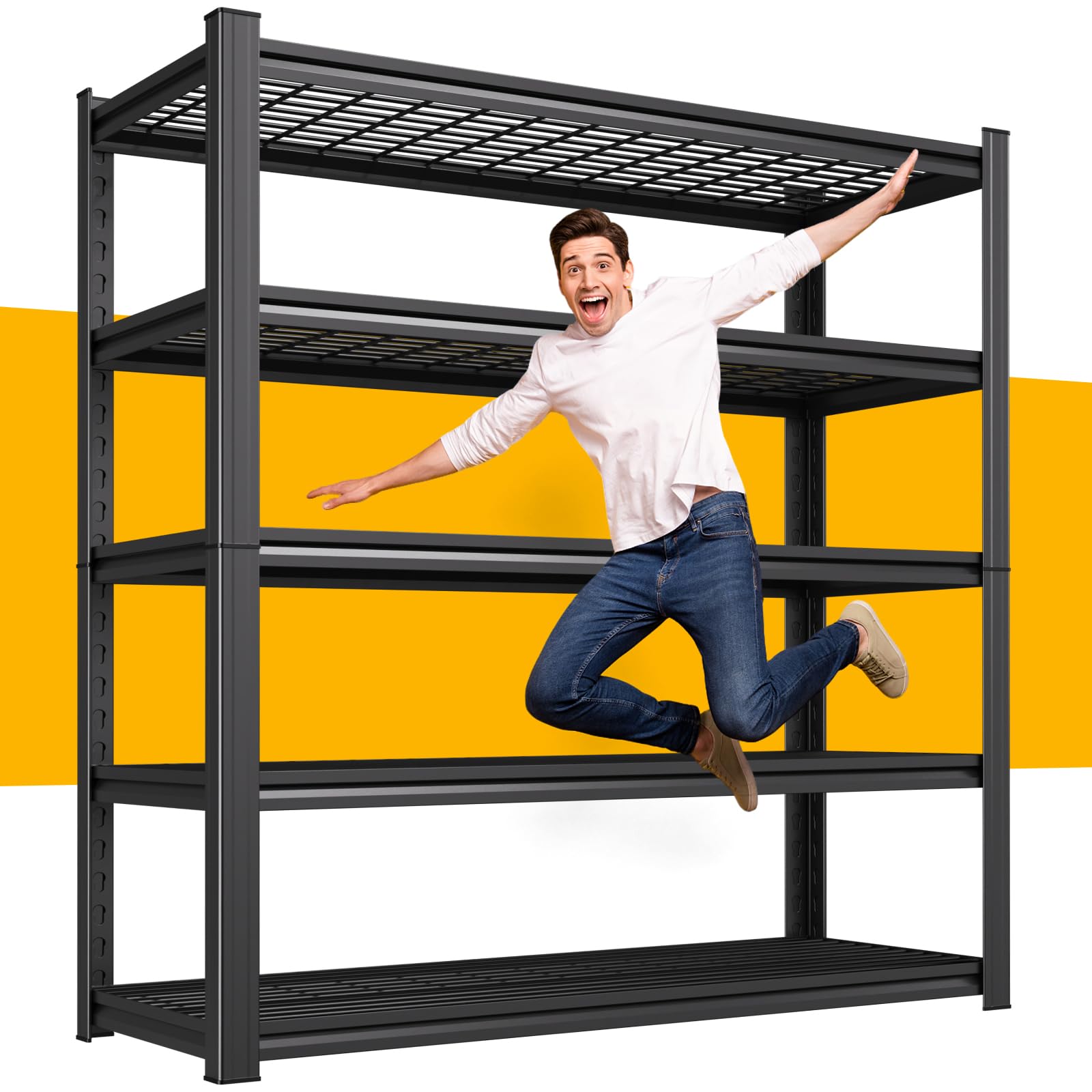 71.2''H Storage Shelves,5-Tier Garage Shelving ,Adjustable Garage Shelves ,Heavy Duty Metal Shelving, 5 Tier Wire Utility Steel Shelf, Easy-to-install Shelving Units and Storage 71.2''x45.6''x17.7"