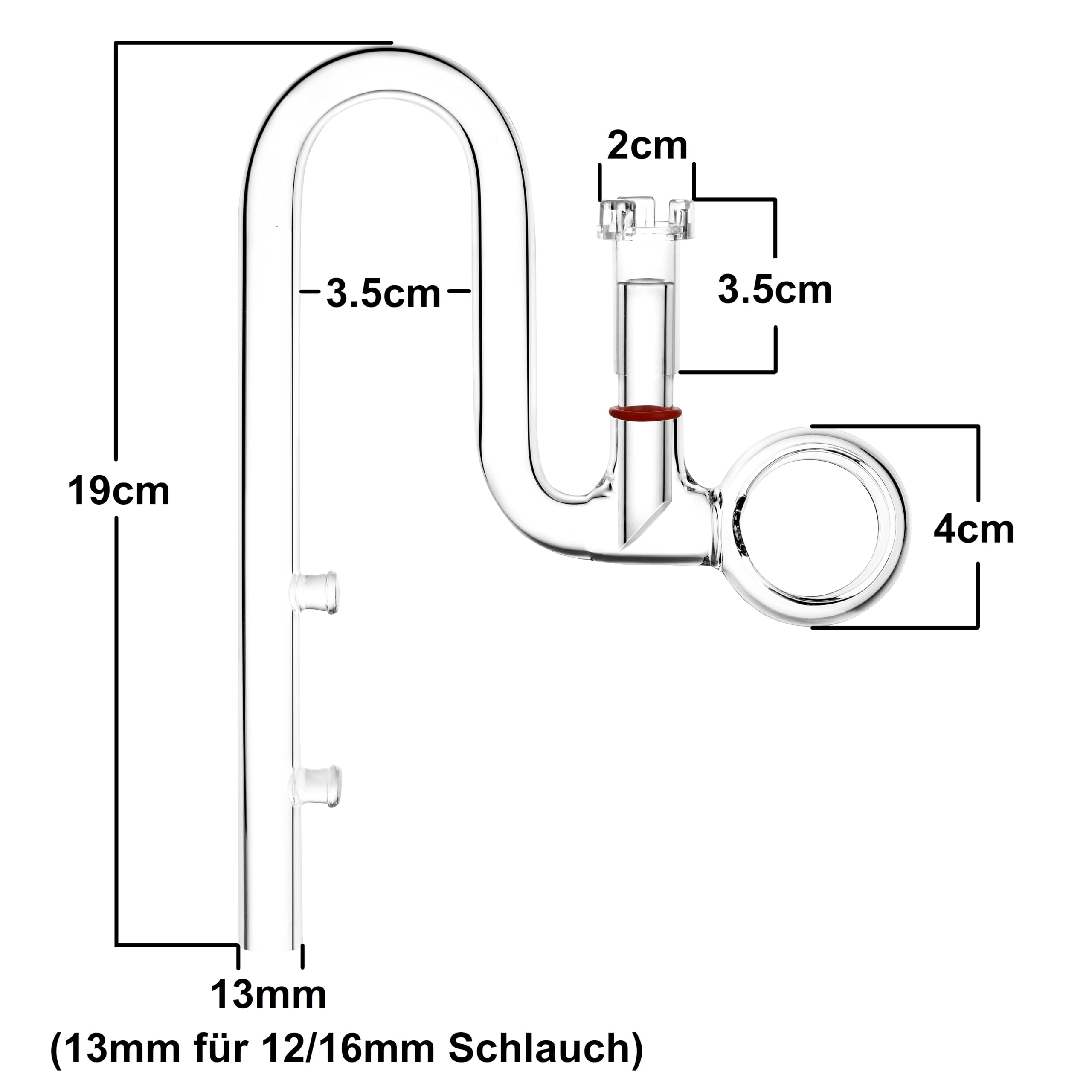 Glas Lily Pipe Spin Auslauf mit Skimmer Oberflächenabzug für bepflanztes Aquarium (13mm für 12/16mm Schlauch)