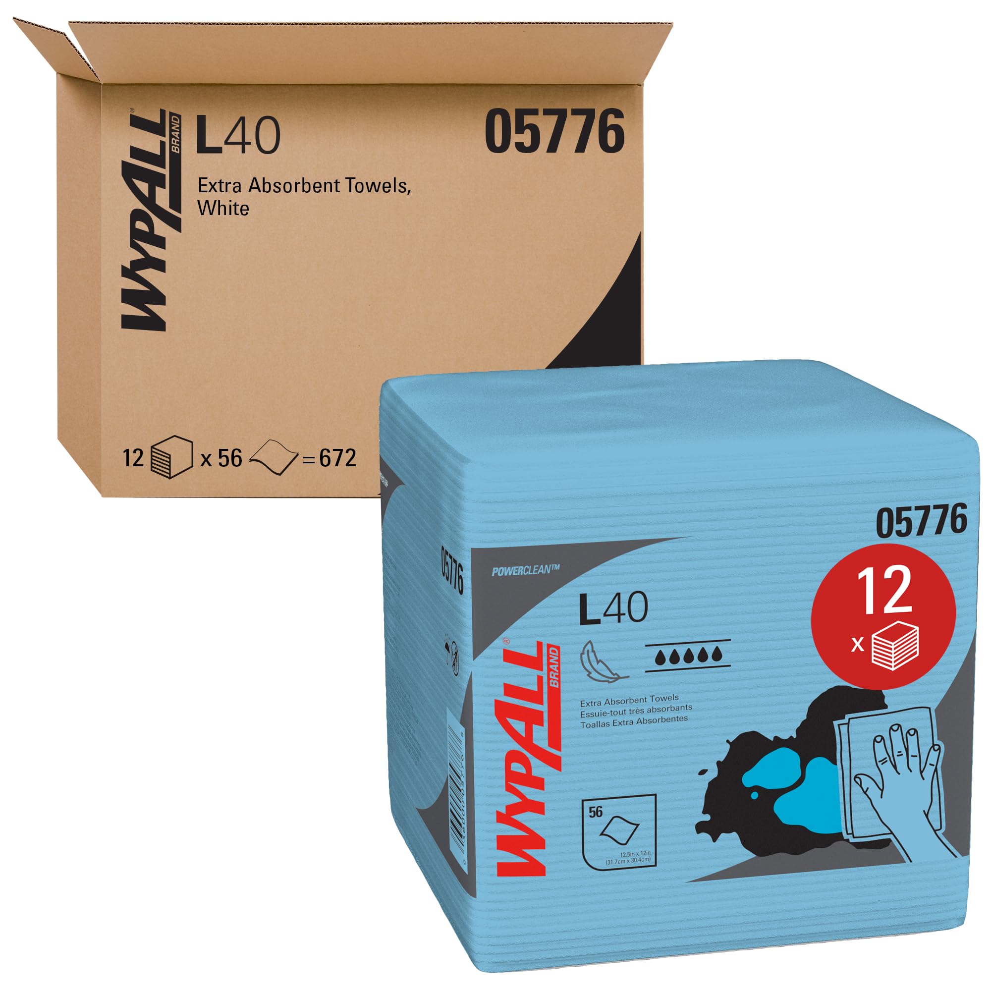 WypAll PowerClean L40 Cloths Extra Absorbent Wipes (05776