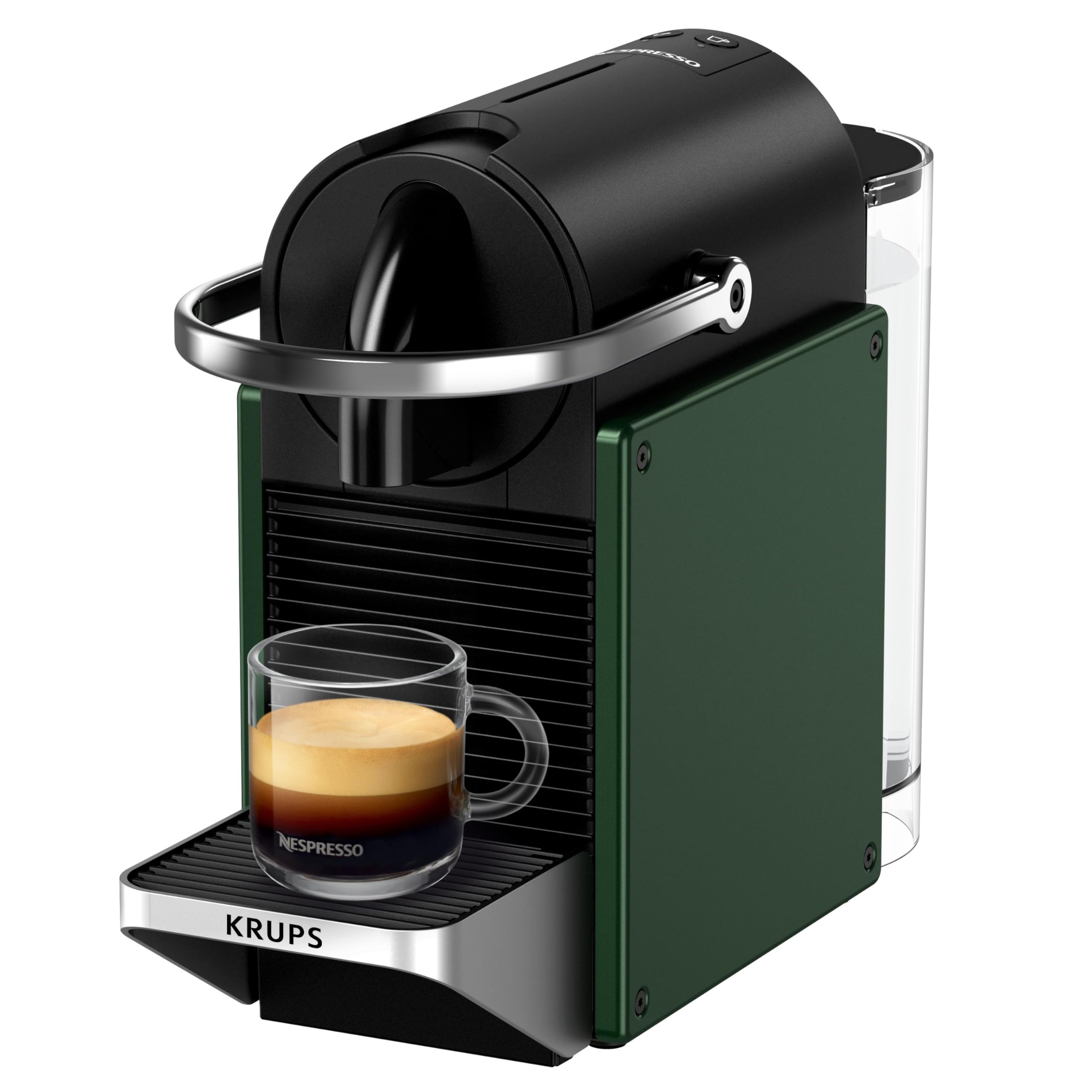 Nespresso Pixie Coffee Pod Machine by Krups, Compact Espresso Maker for Original Pods, 19-Bar High Pressure, Fast Heat-Up, Energy Saving, Auto Shut-Off, Recyclable Pods in Dark Green XN3063G0