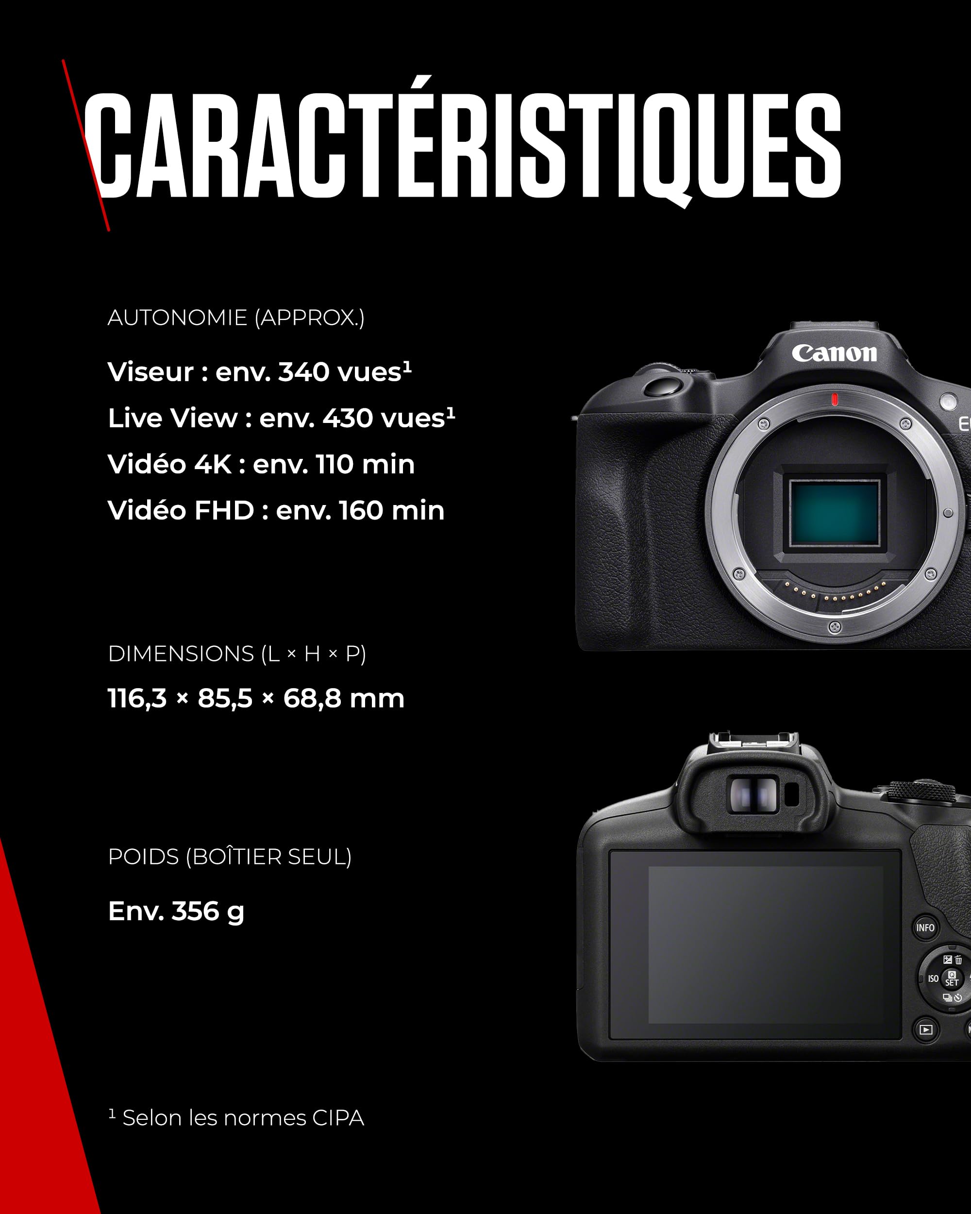 Canon EOS R100 Appareil Photo avec Objectif RF-S 18-45mm + RF 75-300mm Kit Double Zoom, Appareil Photo Hybride APS-C, Autofocus CMOS Dual Pixel, Vidéo 4K, Prise de Vue en Continu Jusqu’à 6,5 IPS