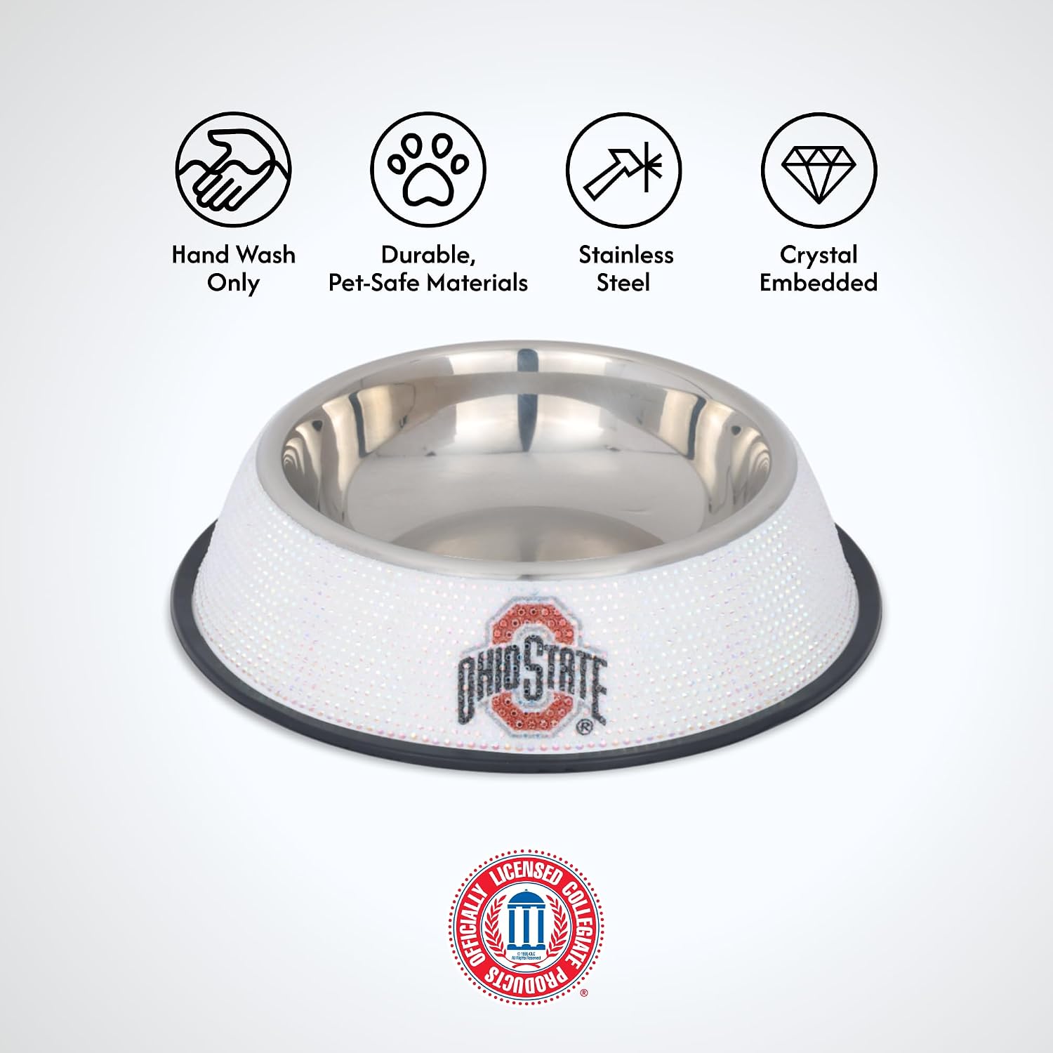 The Memory Company | Licensed NCAA Bling Team Logo Stainless Pet Bowl