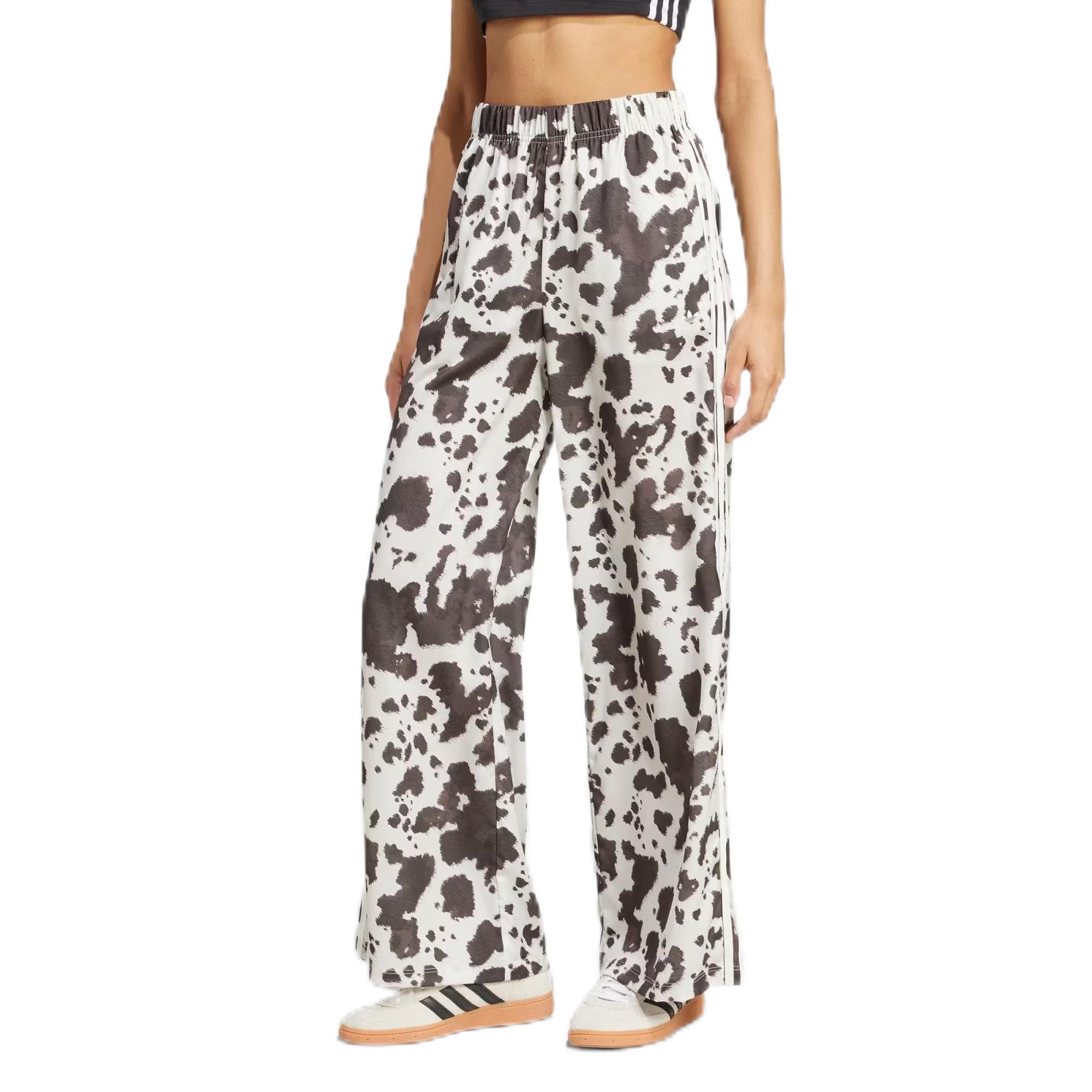 adidas Originals Satin Wide Leg Pants, Multi, Size L, Inside Leg Regular, Women
