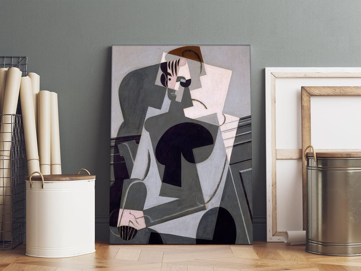 VERRE ART Printed Framed Canvas Painting for Home Decor Office Wall Studio Wall Living Room Decoration (14x22inch Wrapped) - PORTRAIT DE MADAME JOSETTE GRIS