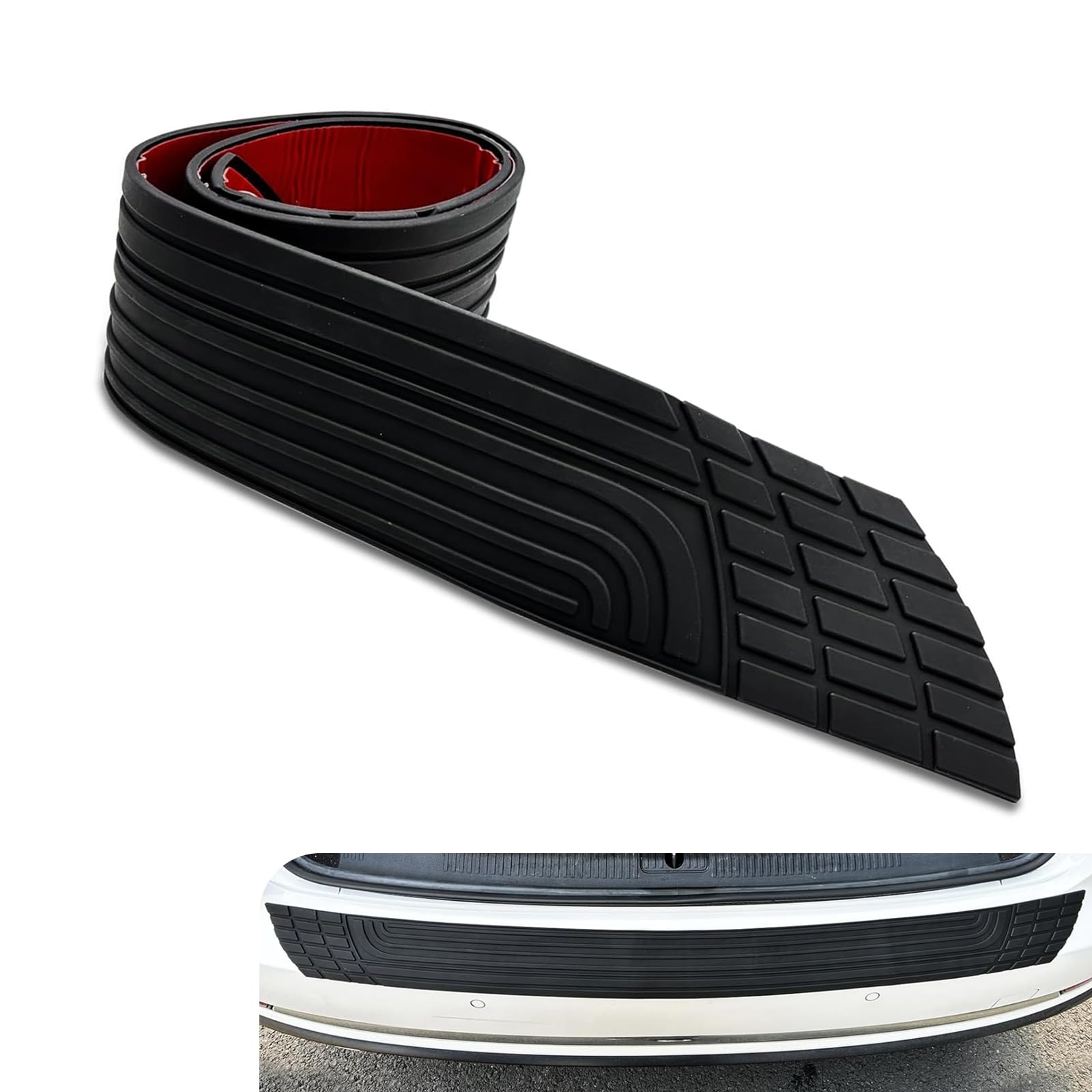 Rear Bumper Protector, 41 x 3.4 inches Universal Automotive Exterior Accessories, PVC Rubber Plastic Anti-Scratch Protection Sticker (Black)