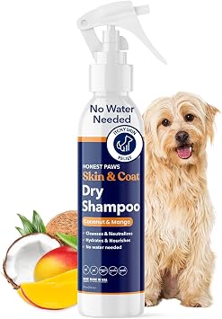Dog Dry Shampoo, Waterless No-Rinse Spray Formula, Coconut & Mango 8oz | Anti-itch, anti-dandruff & deshedding; safe for dogs & cats; Made in USA; helps smelly, itchy coats between baths