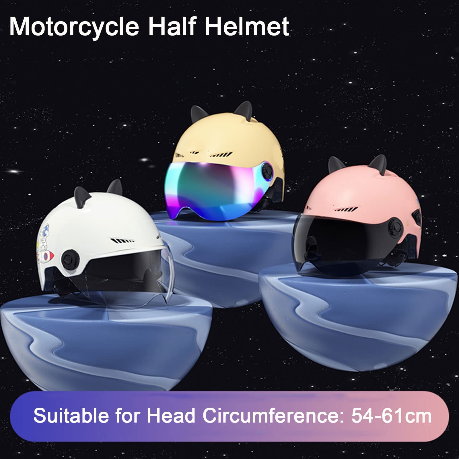 Męski, damski kask motocyklowy z daszkiem - retro otwarte kaski motocyklowe z osłoną przeciwsłoneczną DOT Certified Vintage Scooter Jet Helmet dla Cruiser Touring ATV (55-60cm)