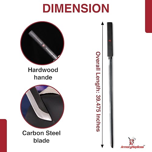 Miniatura 2 de Espada Ninja de corte de hierba Sasuke fabricada a mano Replica de espada Straitblade coleccionable de acero al carbono