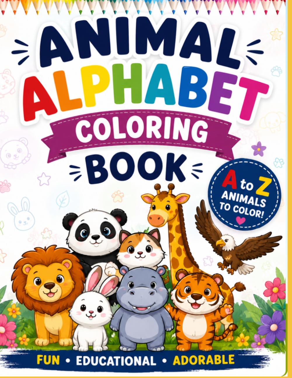 Animal Coloring Book for Kids Ages 3–7: A to Z Alphabet Coloring Pages