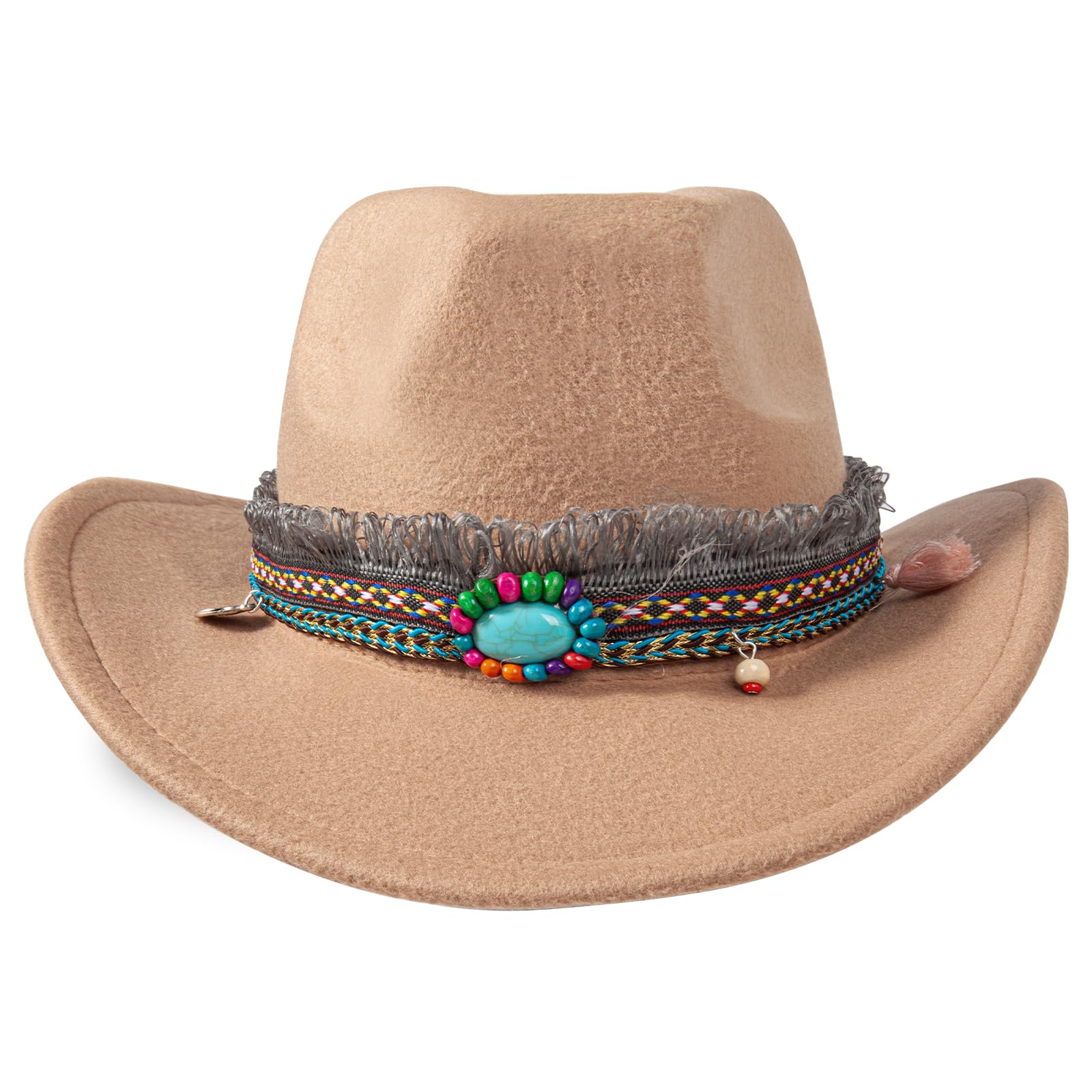 EGSHUFU Cowboy Hat Halloween Costume Cowgirl Hat for Women Men Adult Western Cow Girl Hat (Light Khaki)