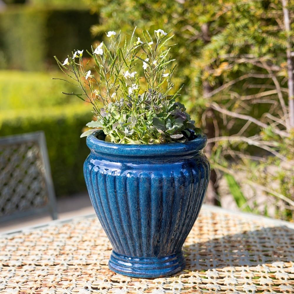 Primrose Round Planter 29cm Royal Blue Terracotta