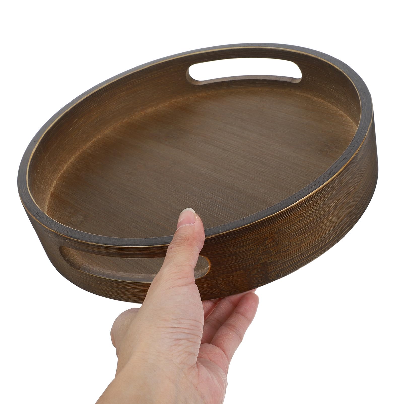 GRIRIW Tray Round Plate Breakfast Storage Plate Fruit Bread Serving Dish Fruit Holder Party Fruit Holder Multi-Functional Storage Plate Brown