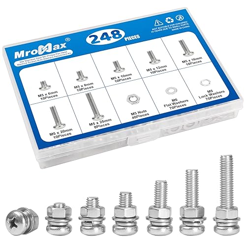 Miniatura 120 de MroMax 30 tornillos de máquina Phillips de cabeza plana M2 x 0.197 in, acero inoxidable 304 18-8, rosca completa, tornillos de cabeza cruzada gris