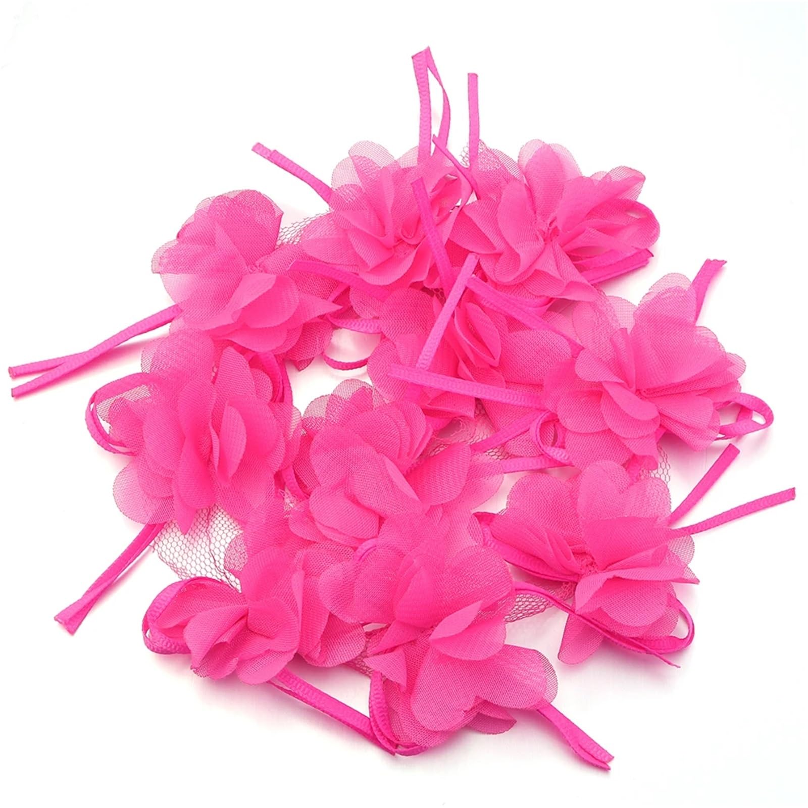 Wtaxbh Hotpink Iron On Patches 50Pcs 5Cm Flower Chiffon Cluster Flowers For Wedding Dress Bridal Fabric Lace Trim Diy Sewing(Hotpink)