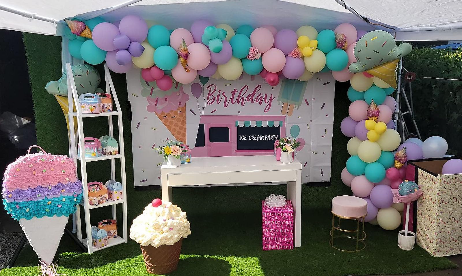 Avezano Ice Cream Party Backdrop Ice Cream Truck Birthday Party Bckground Sprinkles Ice Cream Shop Birthday Party Decorations 7x5ft