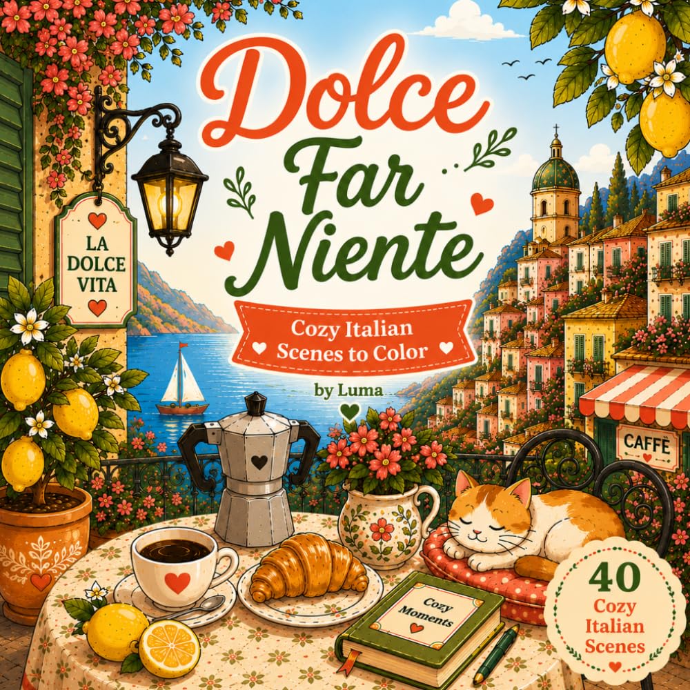 dolce far niente: Cozy italian scenes to color