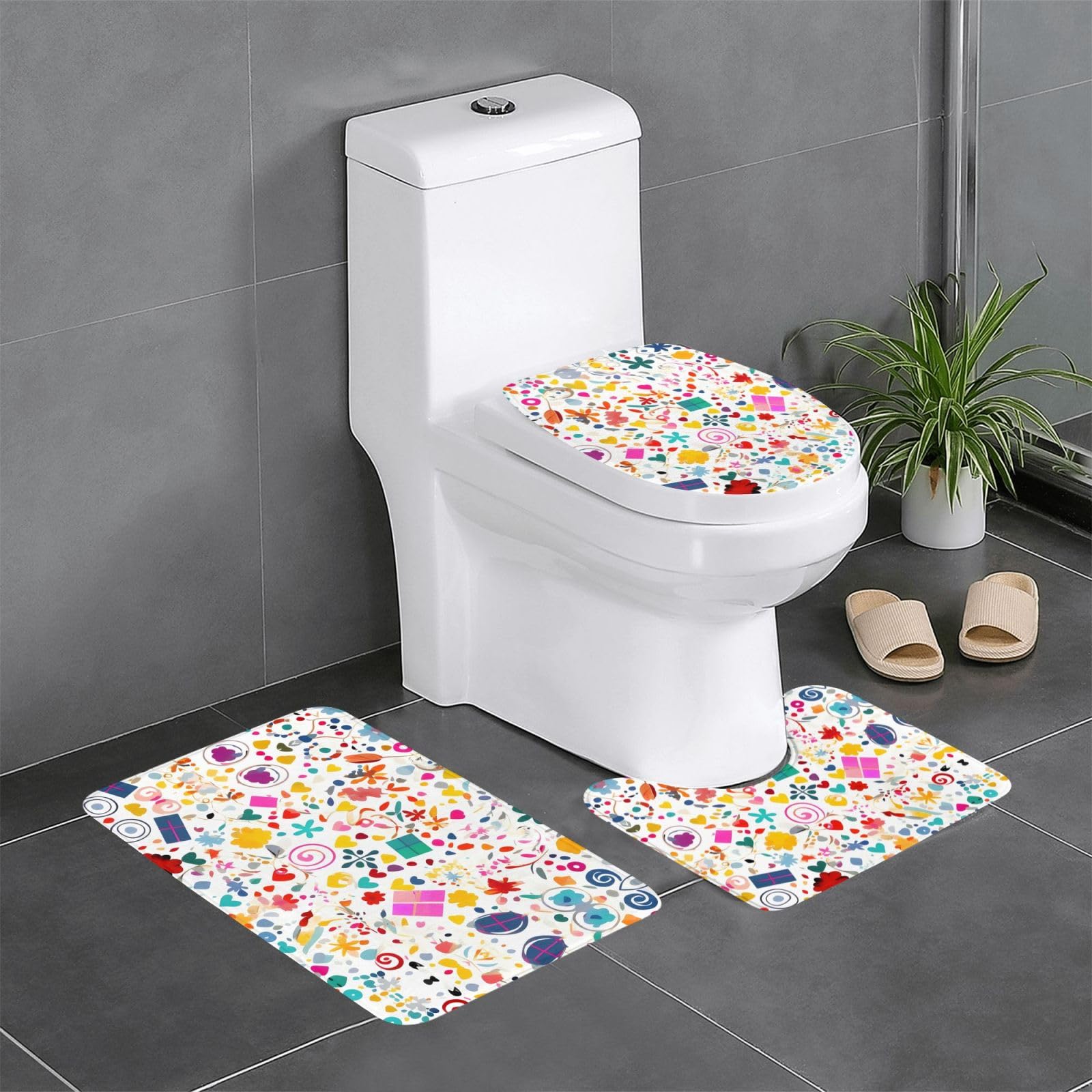 Tapis de bain antidérapant lot de 3 absorbant séchage rapide Happy Birthday
