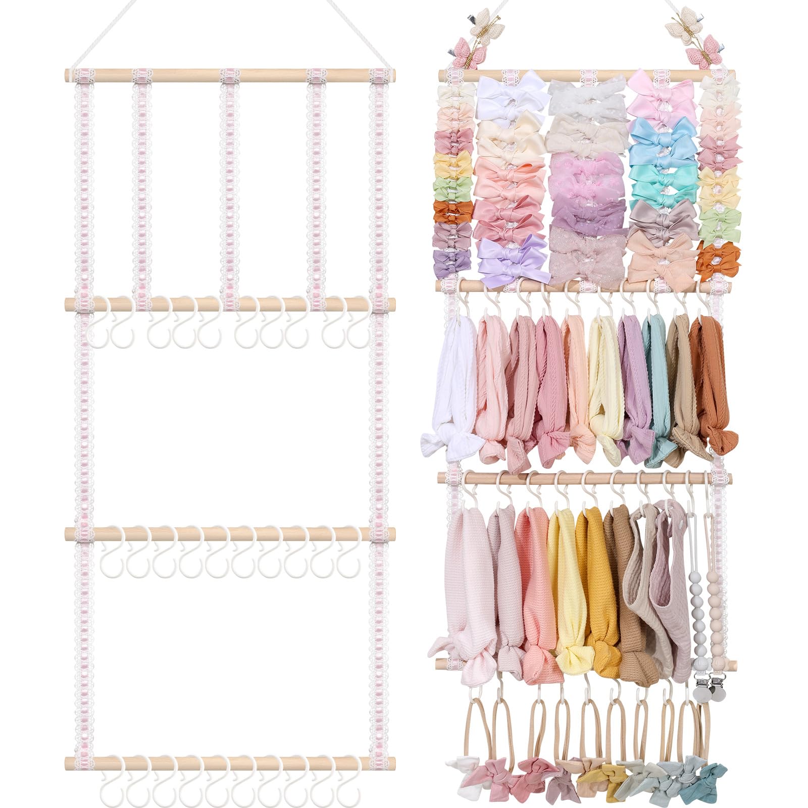 POVETIREHeadband Holder Hair Bows Organizer for Girls, Baby Headbands Hair Accessories Organizer Storage Wall Hanging Decor for Toddler Girls Room